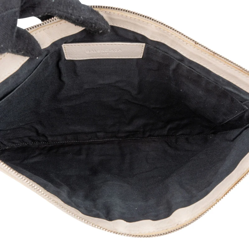 Balenciaga Classic White Leather Arena Clutch