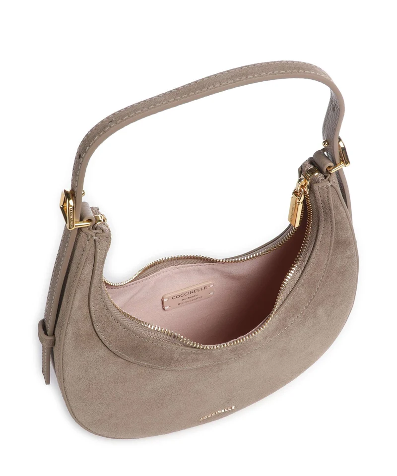 Coccinelle Whisper Suede Schultertasche warm taupe