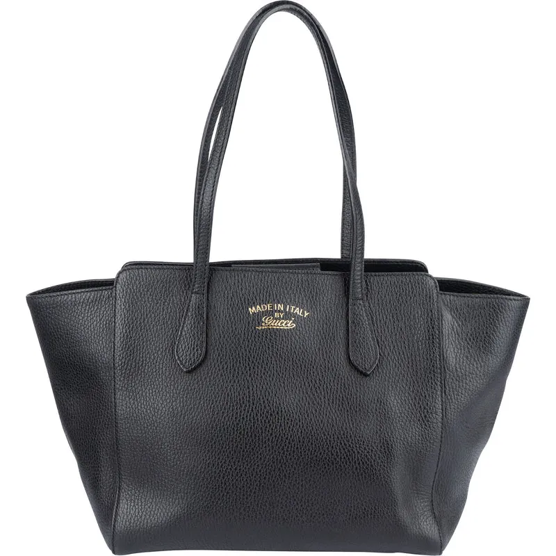 Gucci Grained Leather Swing Tote Shoulder Bag