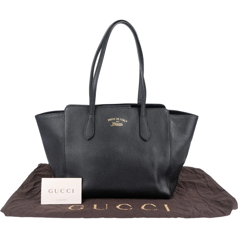 Gucci Grained Leather Swing Tote Shoulder Bag