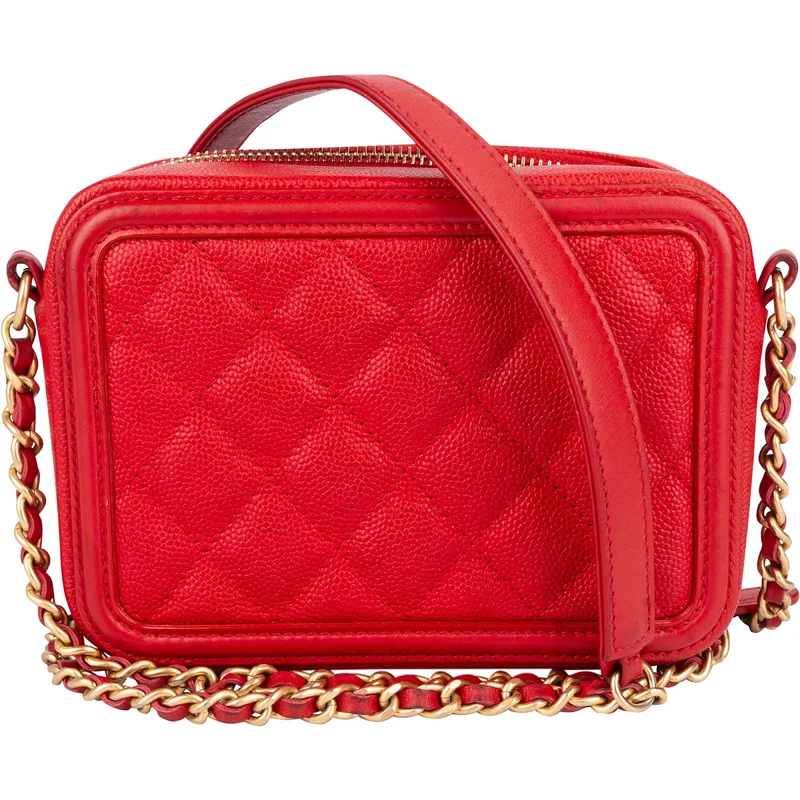 Chanel Quilted Caviar Leather Small Filigree Vanity Case Crossbody