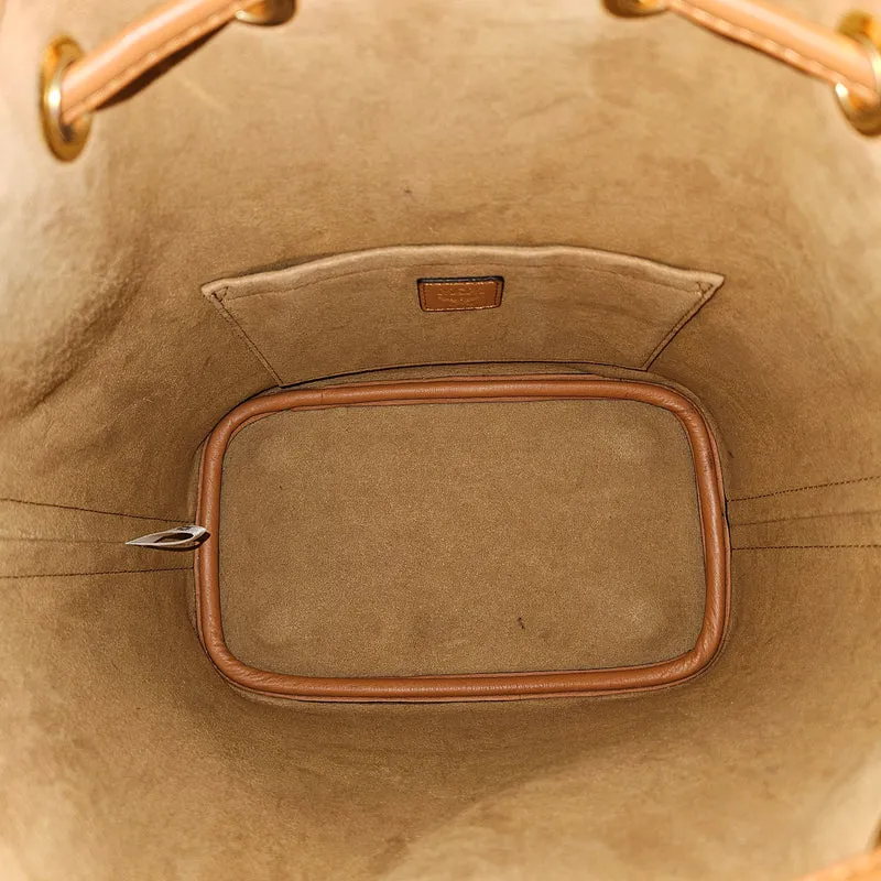MCM Monogram Visetos Aren Drawstring Bucket Crossbody Bag
