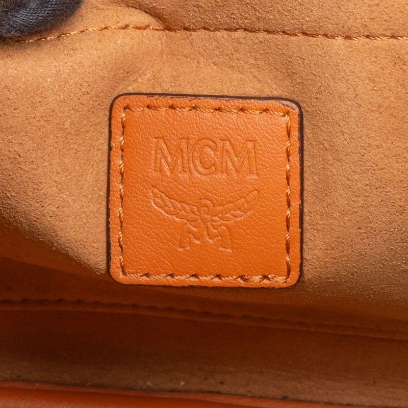 MCM Monogram Visetos Aren Drawstring Bucket Crossbody Bag