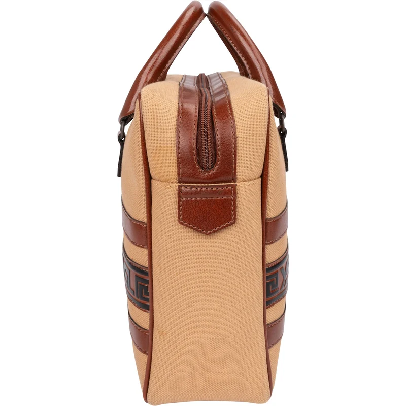 Yves Saint Laurent Canvas Greek Key Briefcase Handbag