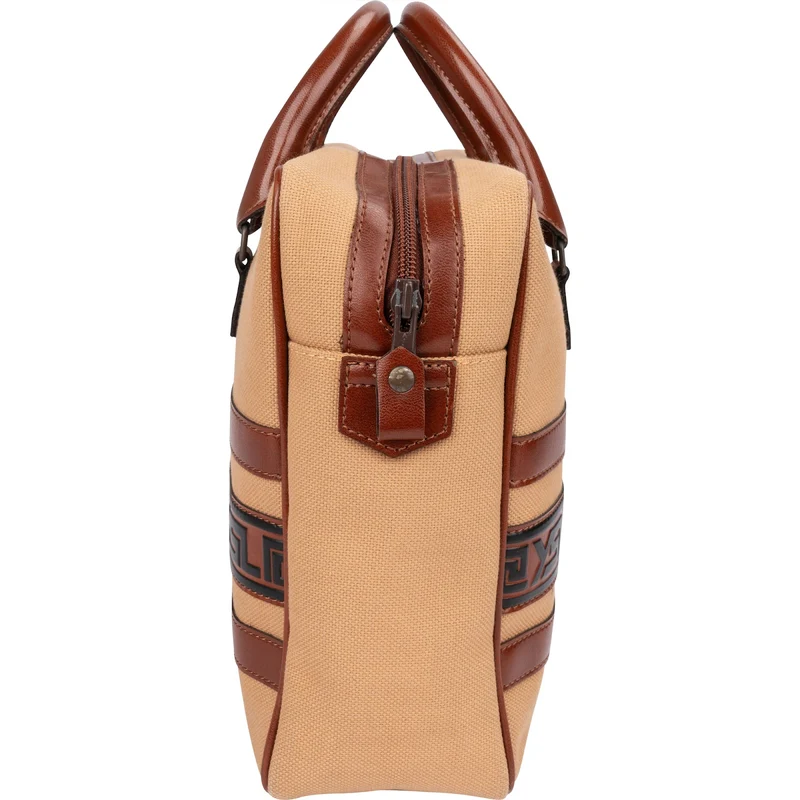Yves Saint Laurent Canvas Greek Key Briefcase Handbag