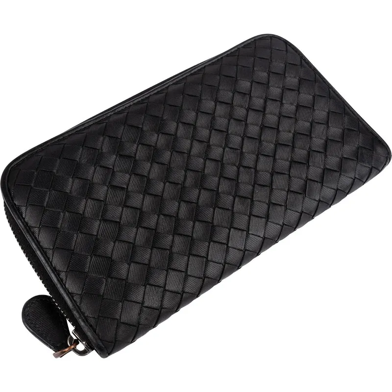 Bottega Veneta Intrecciato Leather Zip Around Wallet