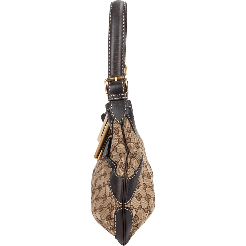 Gucci Monogram GG Large Buckle Hobo Shoulder Bag