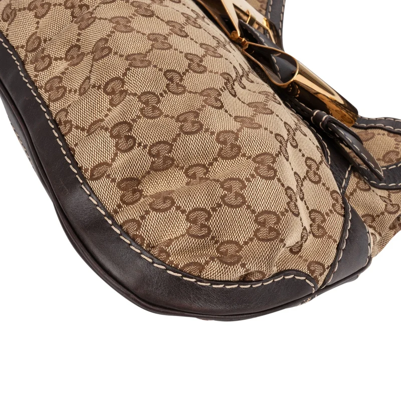 Gucci Monogram GG Large Buckle Hobo Shoulder Bag