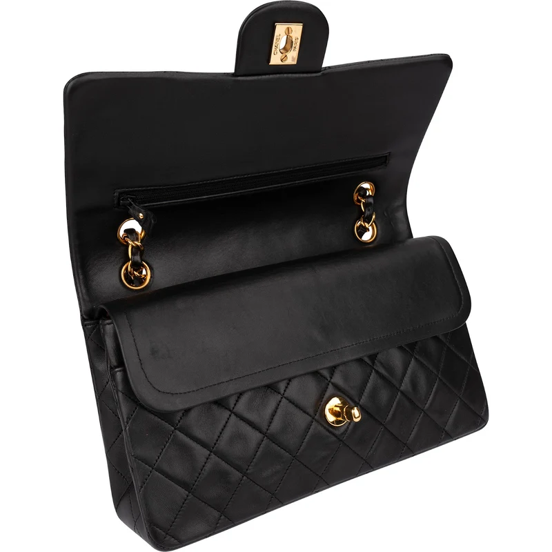 Chanel Quilted Lambskin Medium 24K Gold Double Flap Shoulder Bag