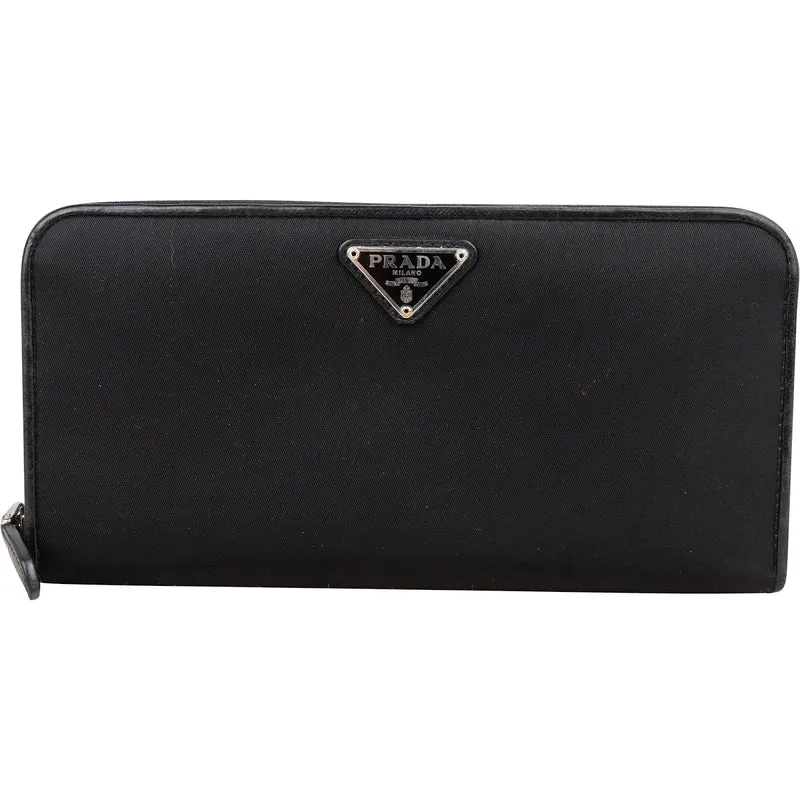 Prada Nylon Triangle Zip Wallet
