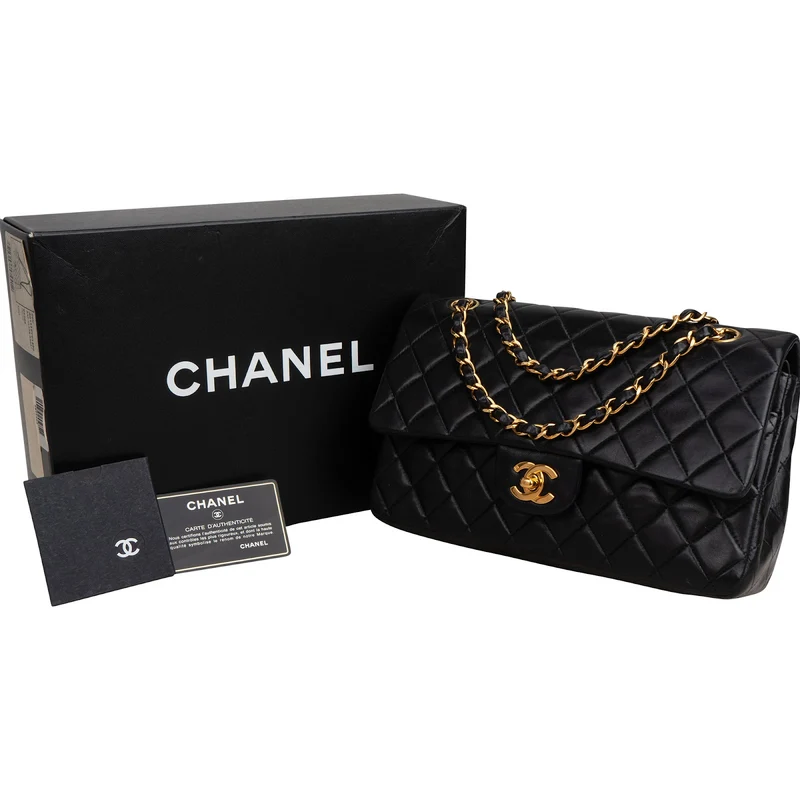 Chanel Quilted Lambskin 24K Gold Medium Double Flap Shoulder Bag