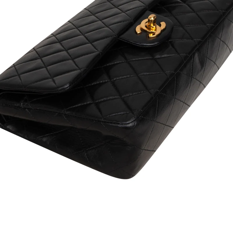 Chanel Quilted Lambskin 24K Gold Medium Double Flap Shoulder Bag