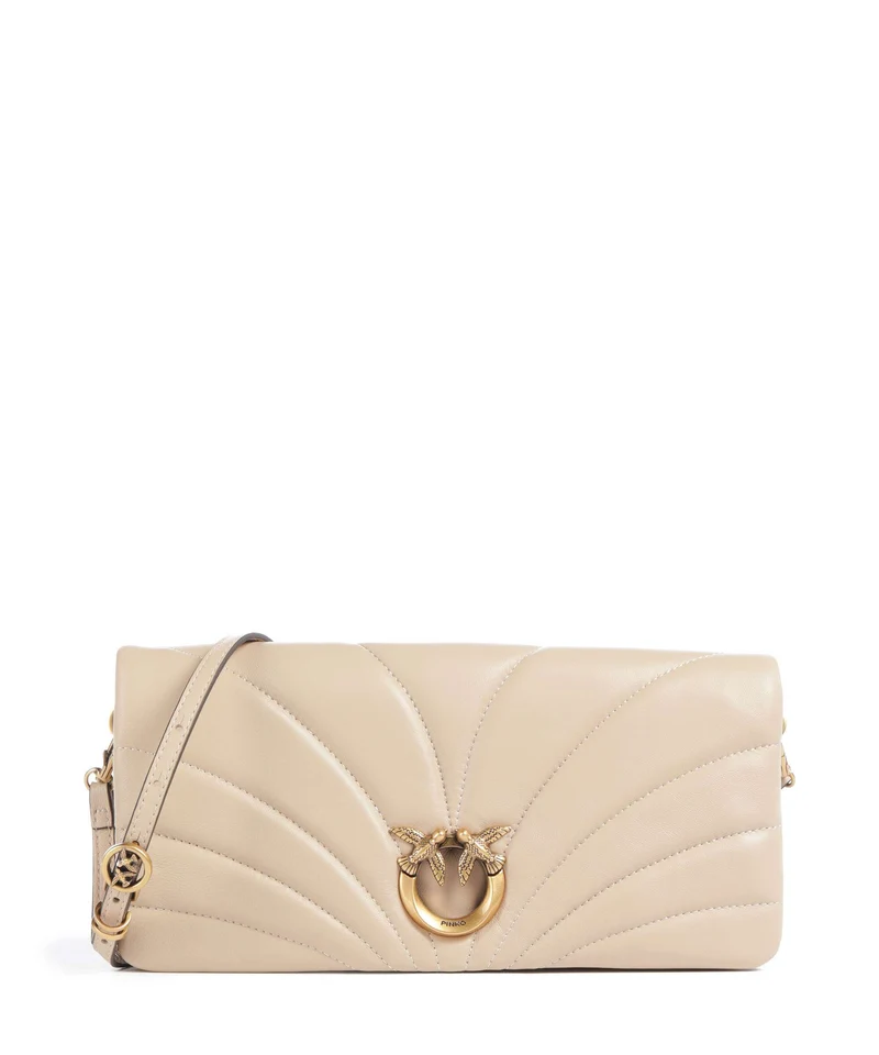 Pinko Click Horizontal Classic Umhängetasche beige/grigio fumo/antique gold