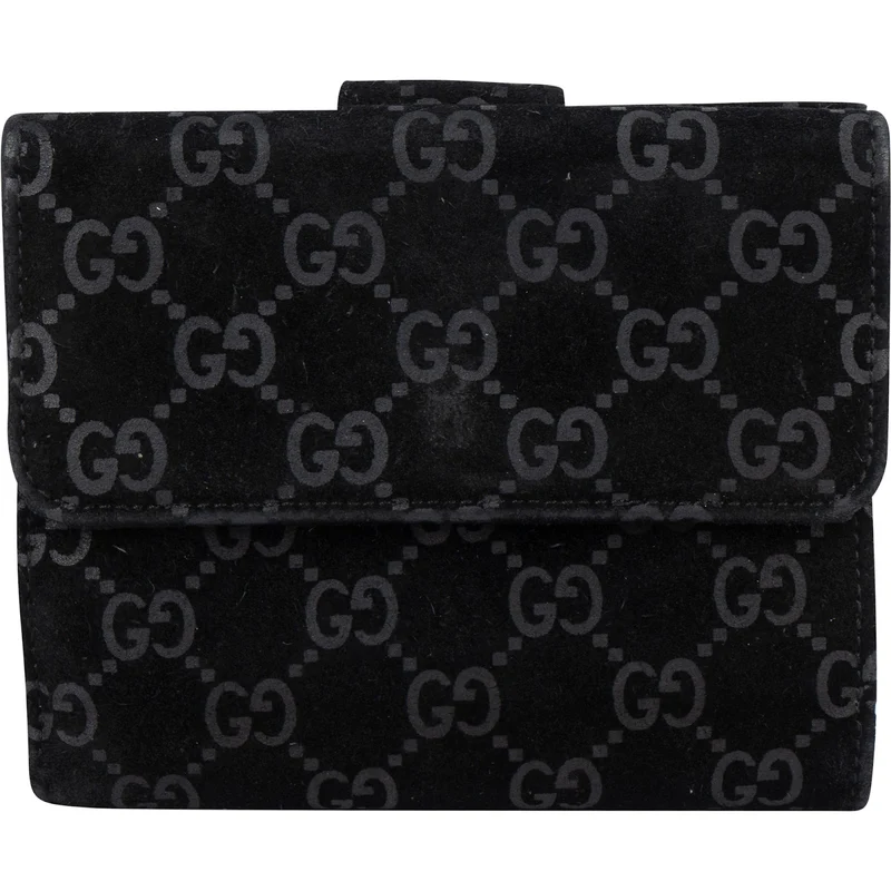 Gucci Suede GG Monogram Bifold Wallet