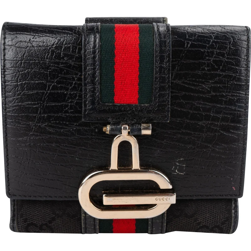 Gucci Monogram GG Web Stripe Bifold Wallet