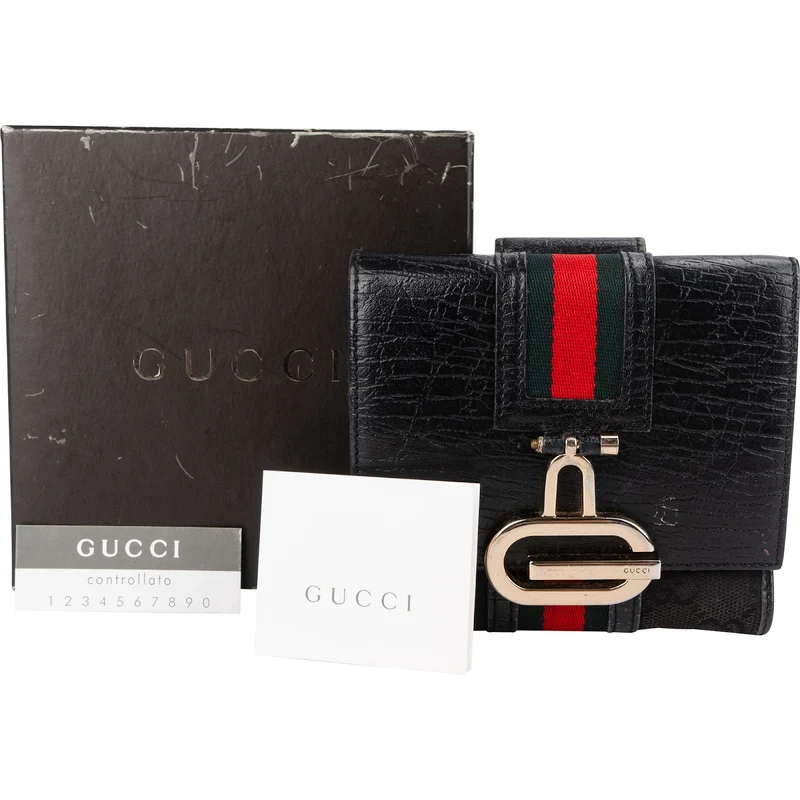 Gucci Monogram GG Web Stripe Bifold Wallet