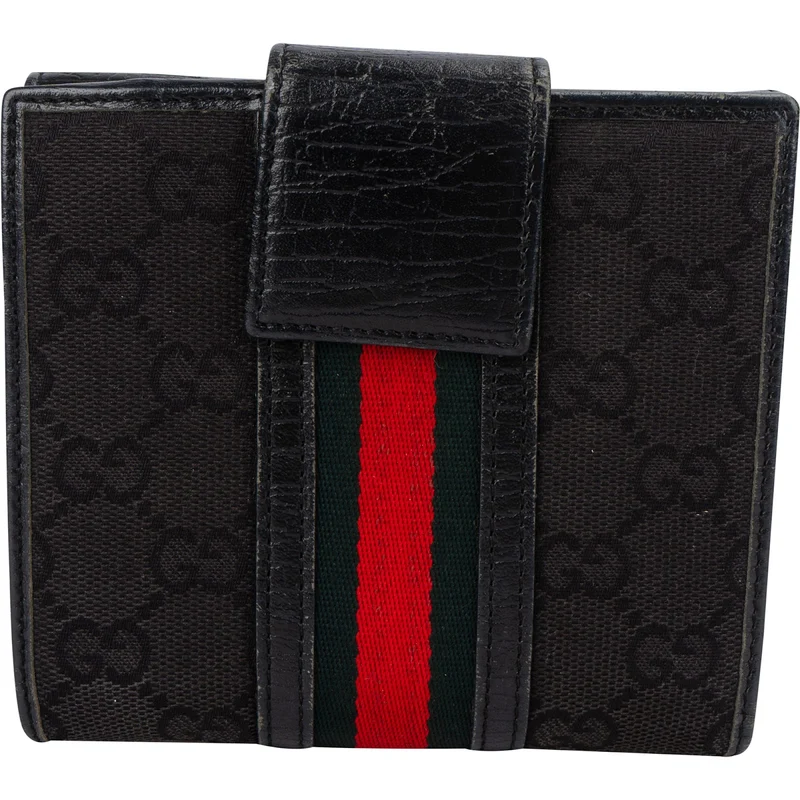 Gucci Monogram GG Web Stripe Bifold Wallet
