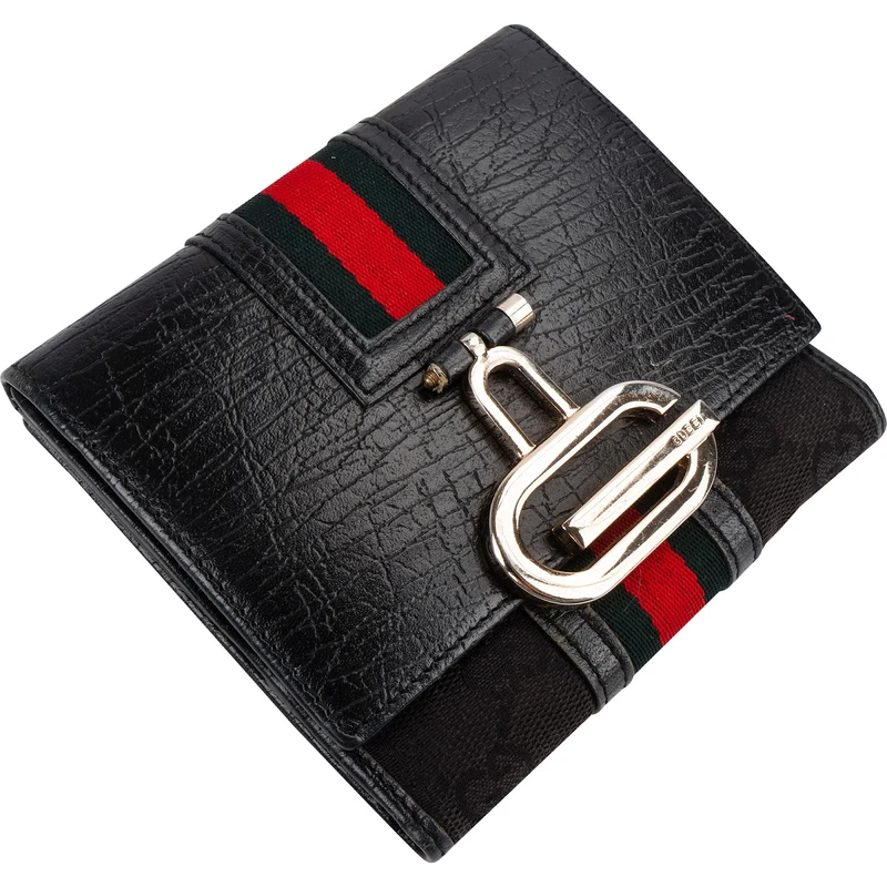 Gucci Monogram GG Web Stripe Bifold Wallet