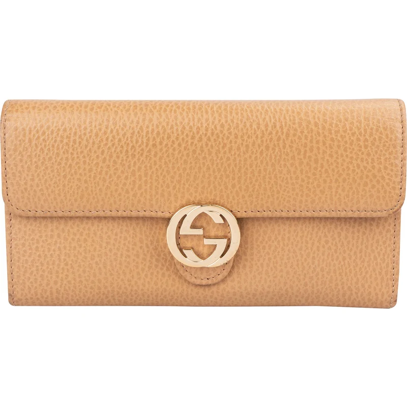 Gucci Pebbled Leather Interlocking GG Wallet