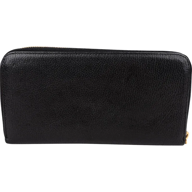 Miu Miu Black Leather Zip Around Wallet