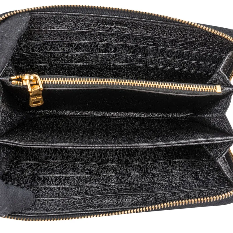 Miu Miu Black Leather Zip Around Wallet