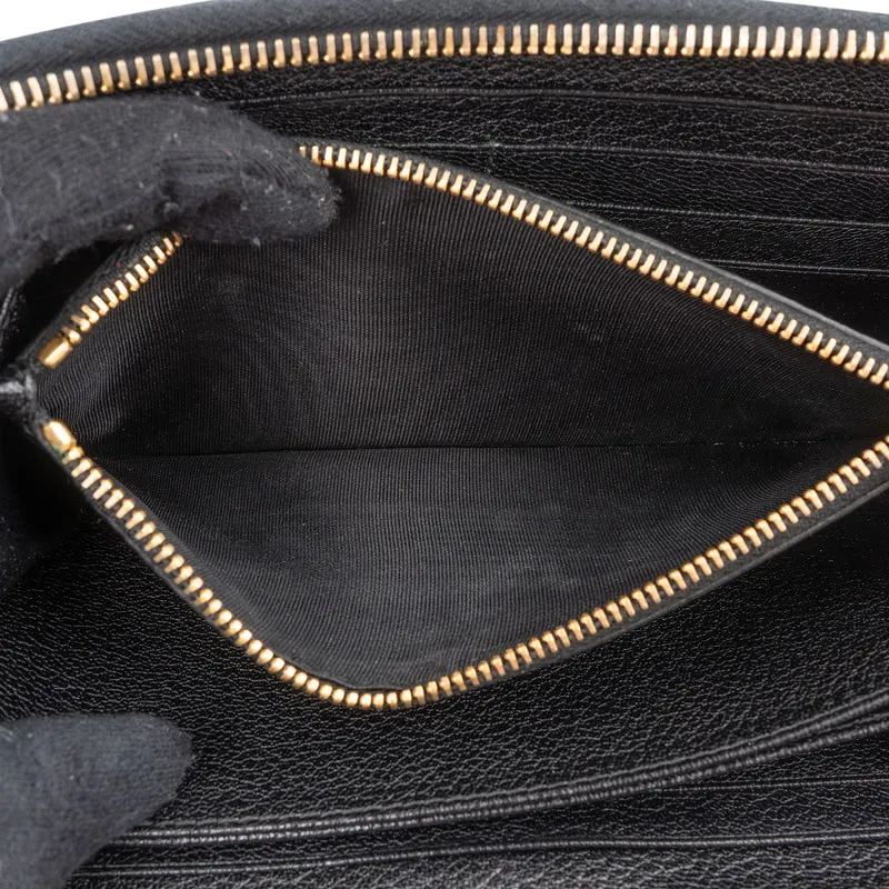 Miu Miu Black Leather Zip Around Wallet