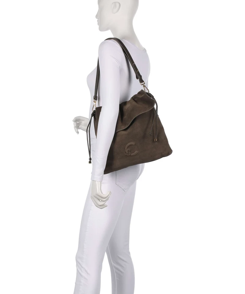 Coccinelle Lidia Suede Beuteltasche fango