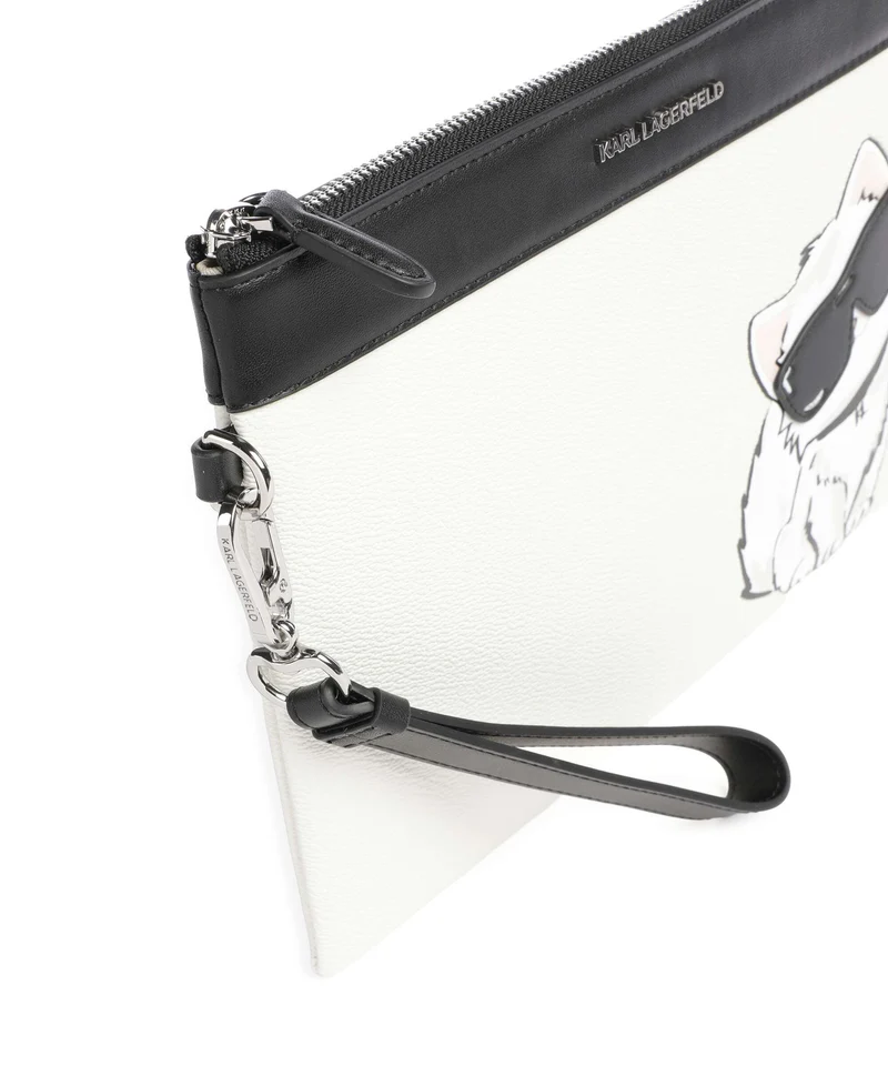 Karl Lagerfeld Ikon Choupette Handgelenktasche off white