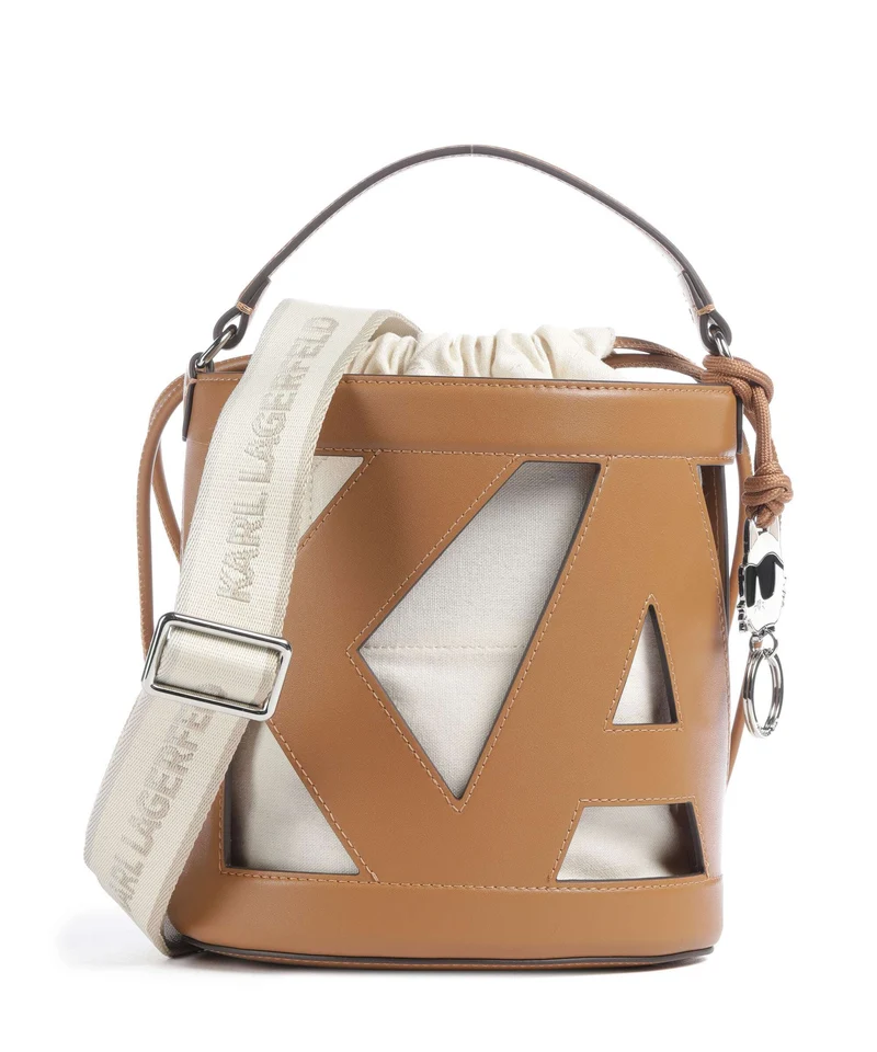 Karl Lagerfeld Ikon Monogram Bucket Handtasche diagonal cream monogram