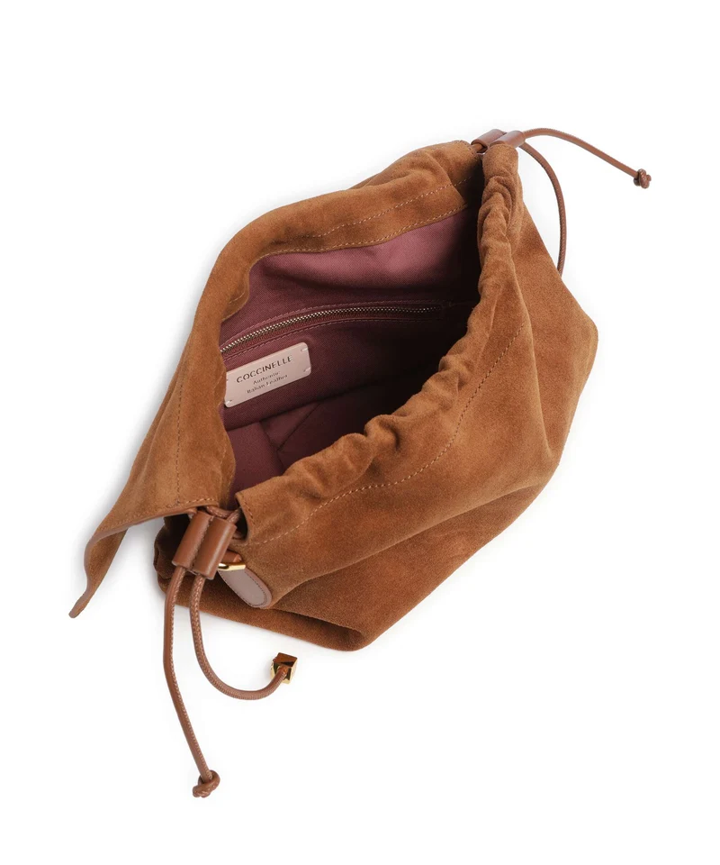 Coccinelle Lidia Suede Beuteltasche cognac