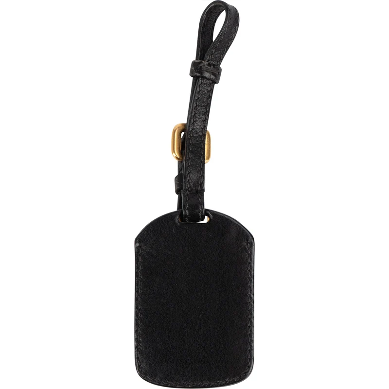 Prada Black Leather Luggage Tag Pendant