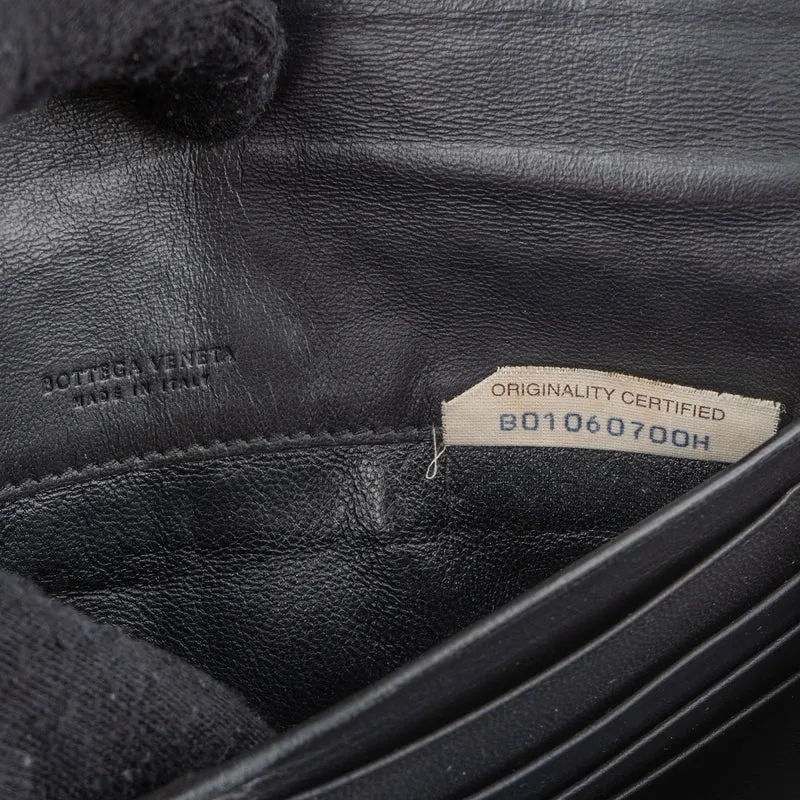 Bottega Veneta Black Intrecciato Leather Continental Wallet