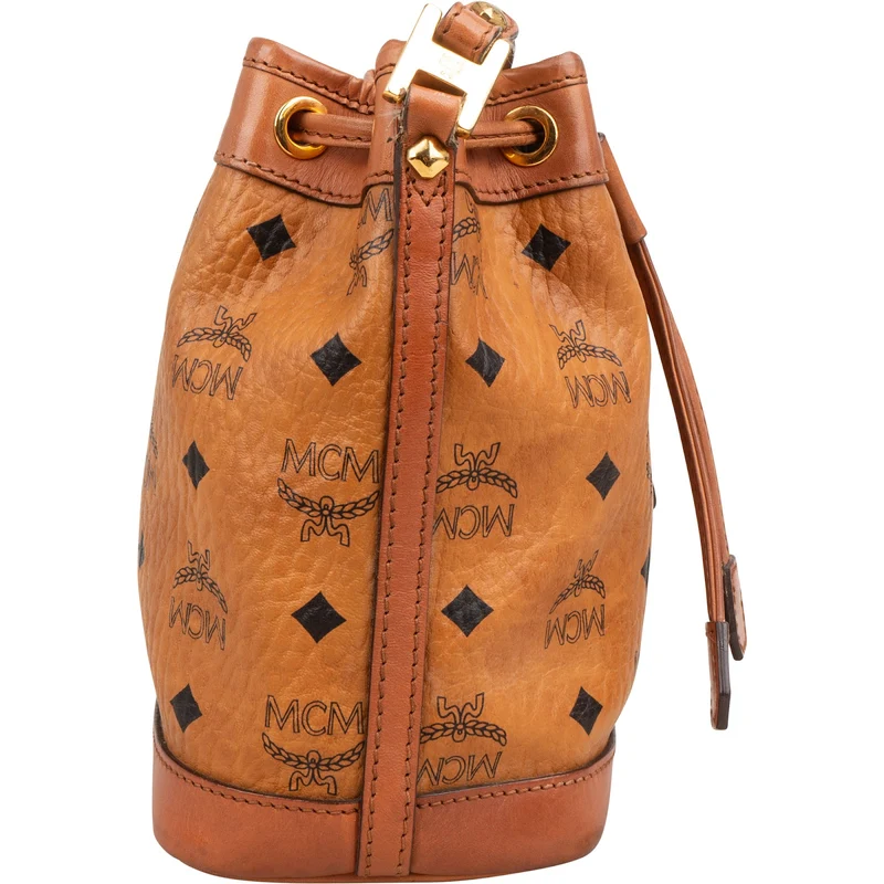 MCM Monogram Visetos Heritage Drawstring Bucket Crossbody Bag