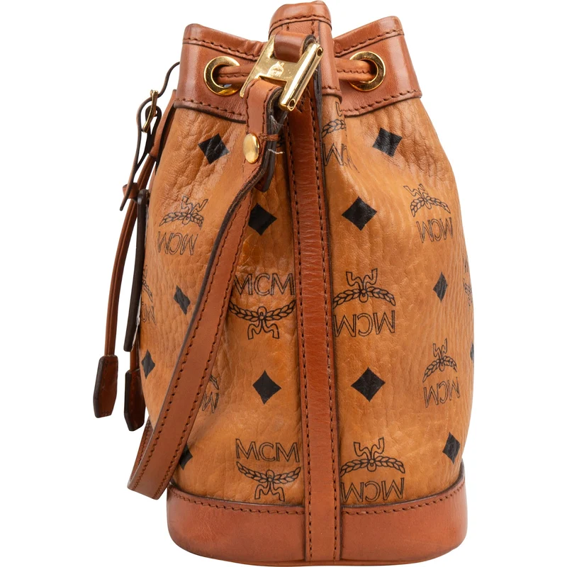 MCM Monogram Visetos Heritage Drawstring Bucket Crossbody Bag