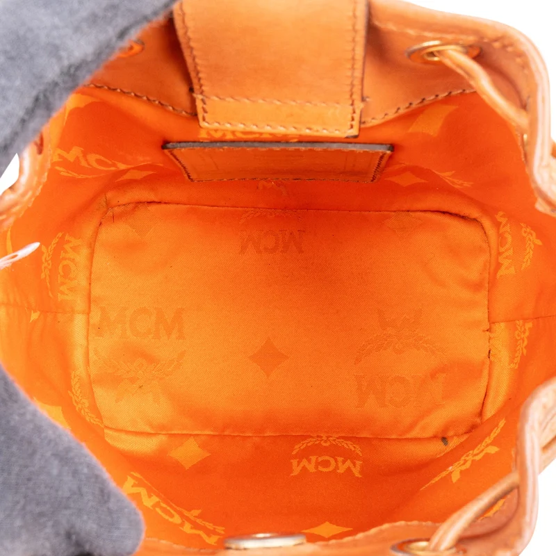 MCM Monogram Visetos Heritage Drawstring Bucket Crossbody Bag