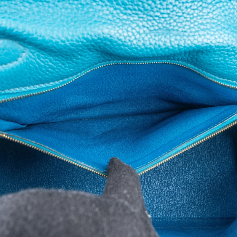 Hermès Bleu Izmir Clemence Leather Kelly 32 Handbag