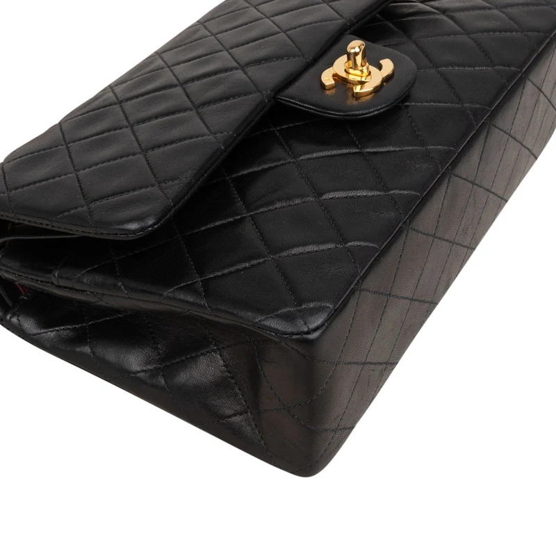 Chanel Quilted Lambskin Medium 24K Gold Double Flap Shoulder Bag