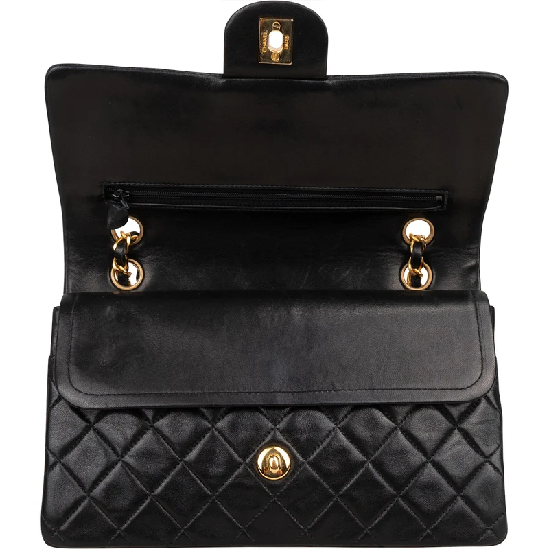 Chanel Quilted Lambskin Medium 24K Gold Double Flap Shoulder Bag