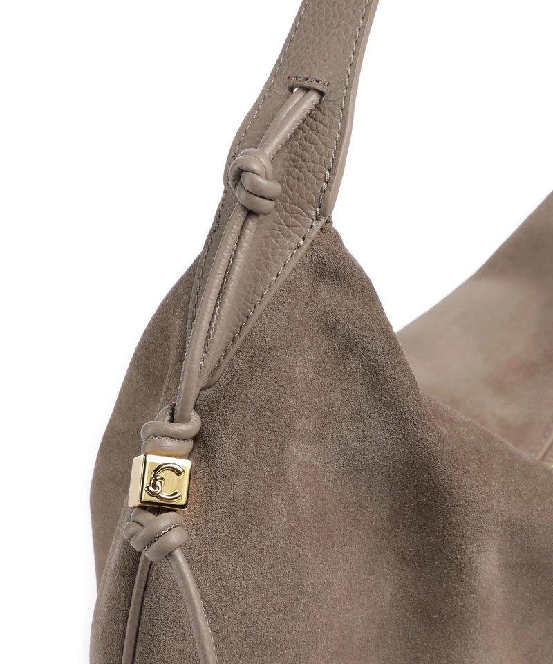Coccinelle Thess Suede Beuteltasche warm taupe