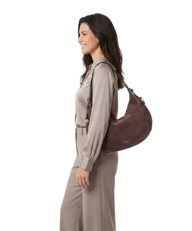 Coccinelle Thess Suede Beuteltasche berry