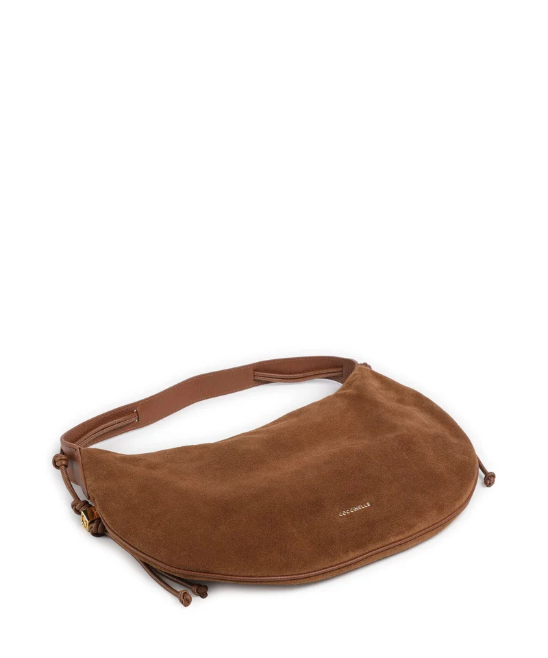 Coccinelle Thess Suede Beuteltasche cognac