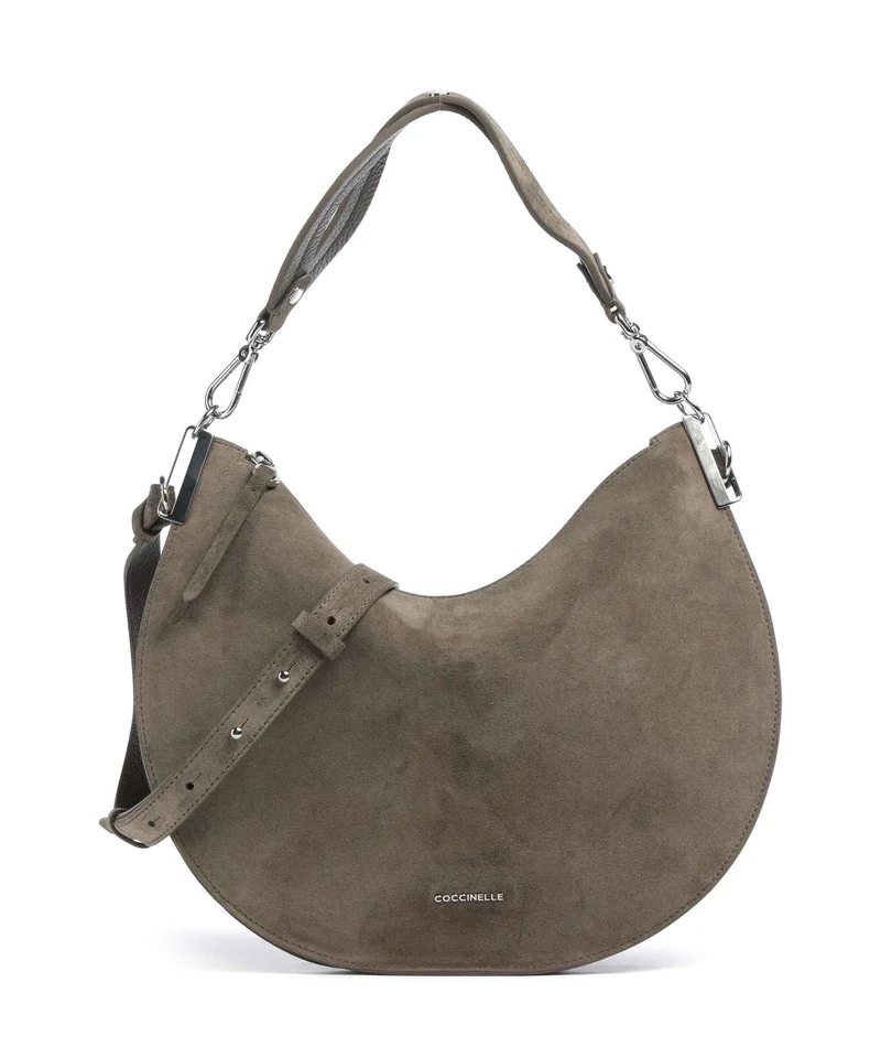 Coccinelle Sunup Suede Beuteltasche fango