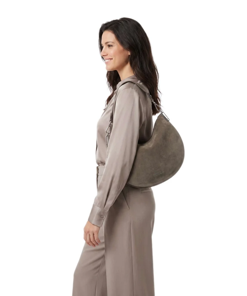 Coccinelle Sunup Suede Beuteltasche fango