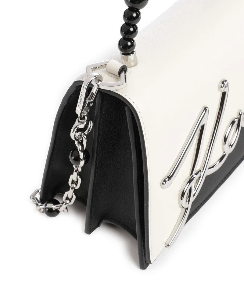 Karl Lagerfeld K/Signature 2.0 Small Pearls Handtasche white/black