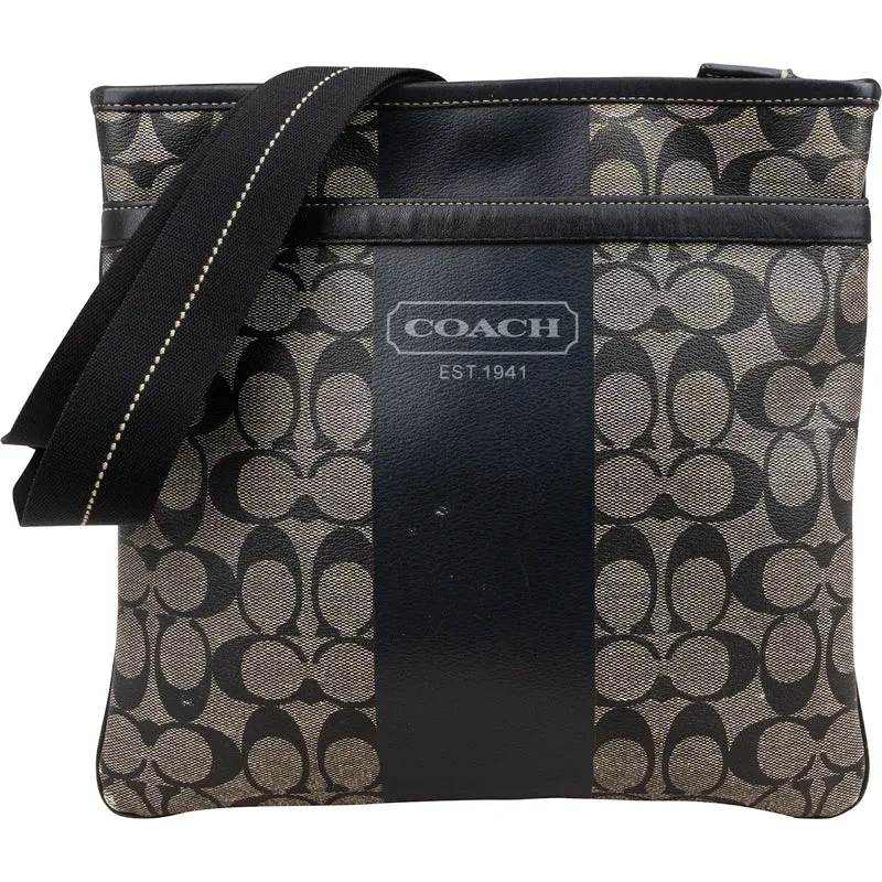 Coach Monogram Signature Stripe Tote Shoulder Bag