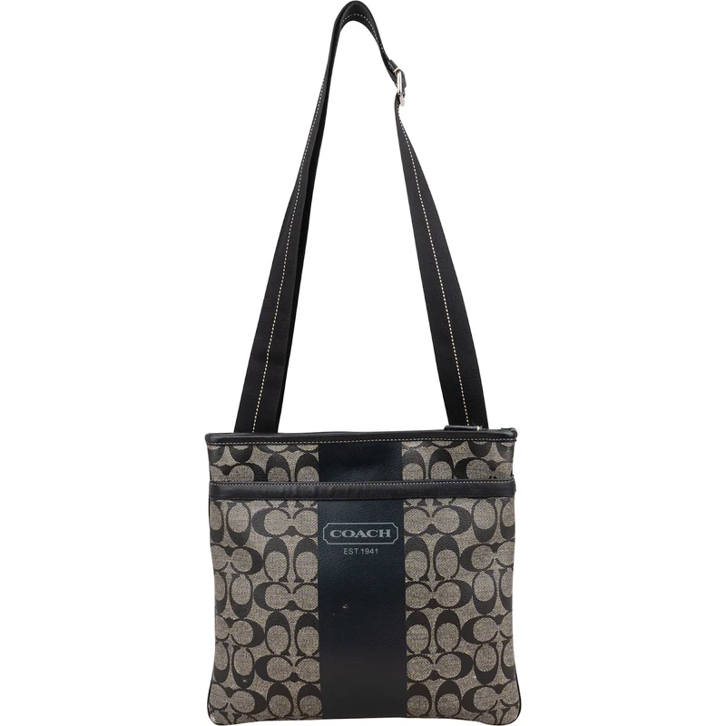 Coach Monogram Signature Stripe Tote Shoulder Bag