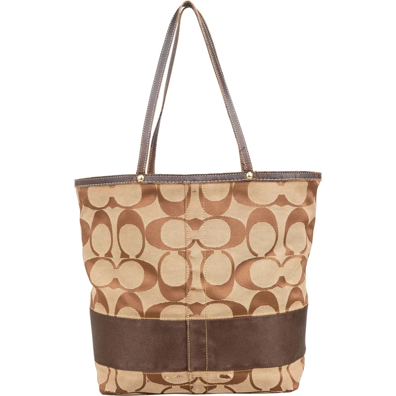 Coach Monogram Signature Stripe Tote Shoulder Bag