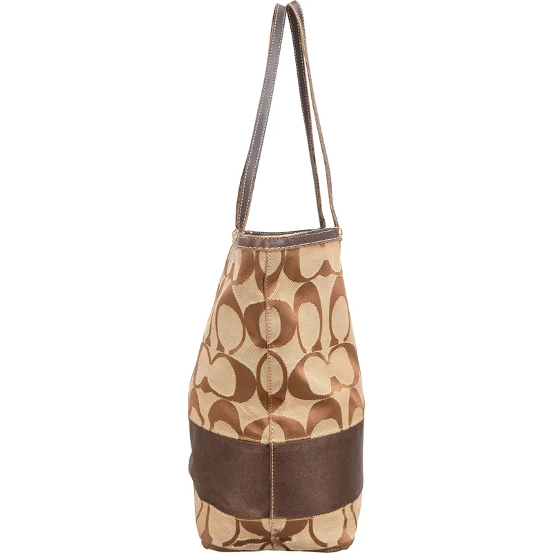 Coach Monogram Signature Stripe Tote Shoulder Bag