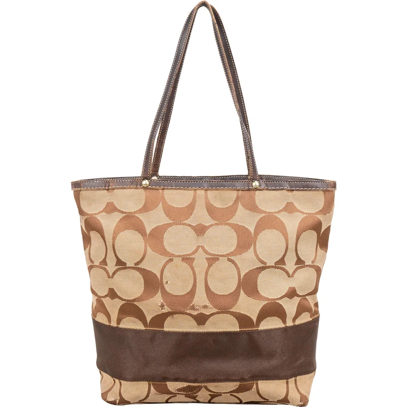 Coach Monogram Signature Stripe Tote Shoulder Bag