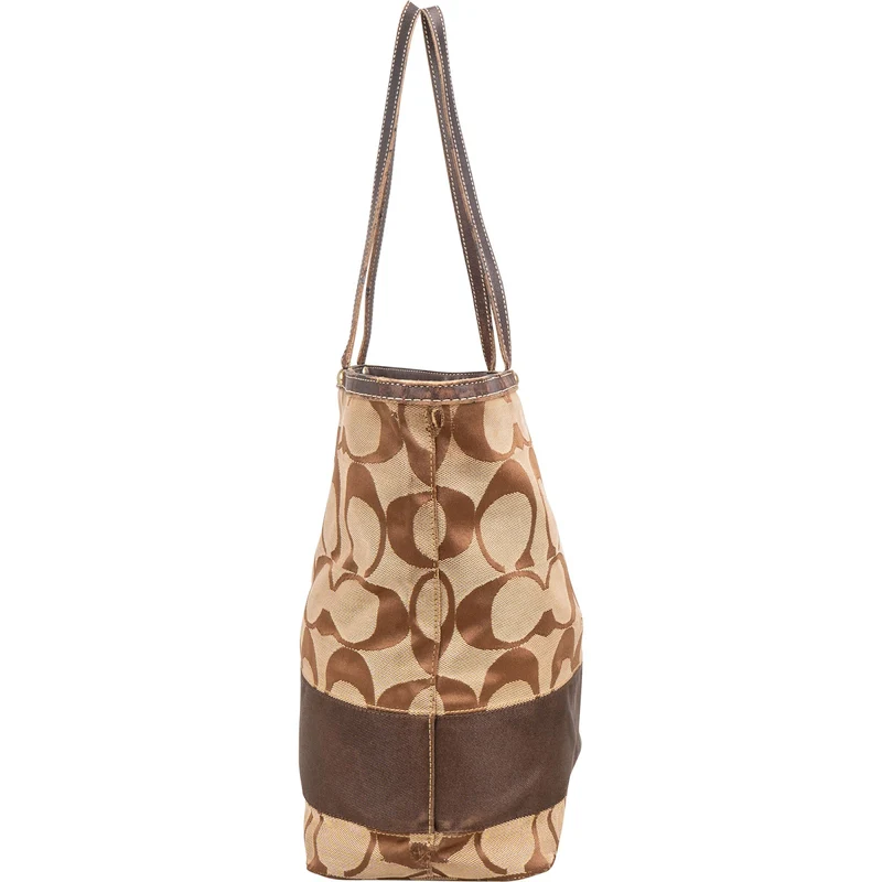 Coach Monogram Signature Stripe Tote Shoulder Bag